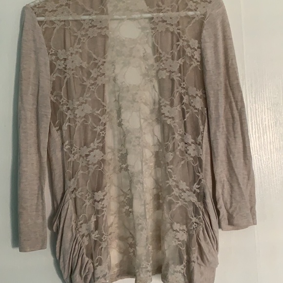 Light brown cardigan with lace detail - Picture 2 of 2